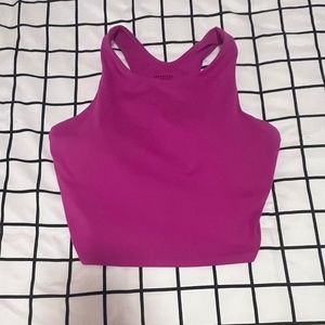 Athleta women’s size M fitted racer back crop top magenta pink